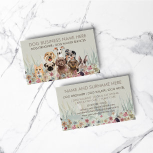 Pet Sitter Walker dog petcare groene grasbloem Visitekaartje