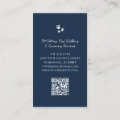 Pet Sitter Winking Kat Navy Blue QR-code Visitekaartje (Achterkant)