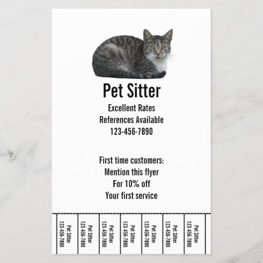 Pet Sitter Zwart-wit Tekst Sjabloon Flyer (Voorkant)