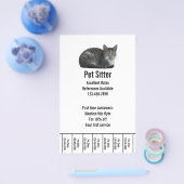 Pet Sitter Zwart-wit Tekst Sjabloon Flyer (Enkel)