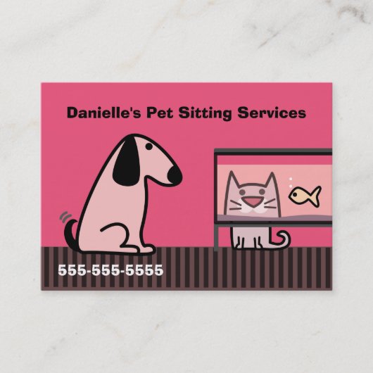 Pet Sitter's Business Red Visitekaartje (Voorkant)