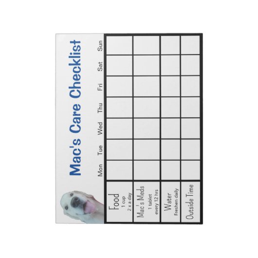 Pet Sitter's Checklist Notitieblok (Linkerzijde)