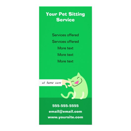 Pet Sitter's rackkaart met kat Reclamekaart (Voorkant)