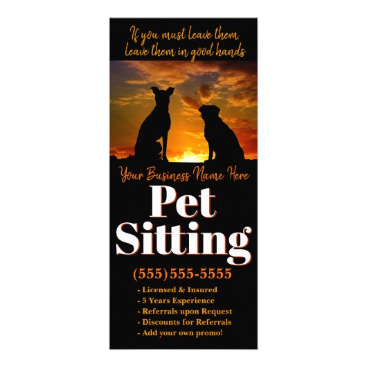 Pet Sitting. Aangepaste service op de dag van de o Reclamekaart (Voorkant)