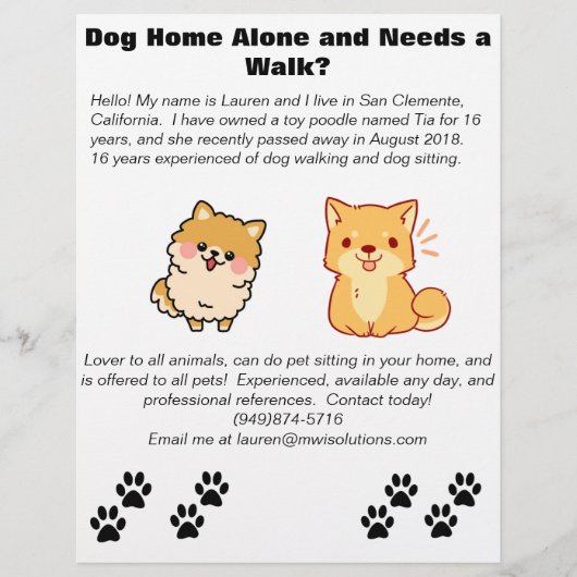 Pet Sitting and Dog Walking Flyer (Voorkant)