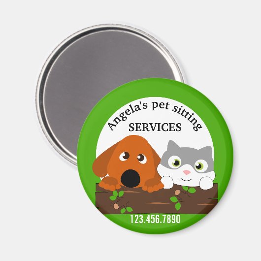 Pet Sitting Animal Magnet (Voorkant / Achterkant)