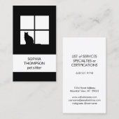 Pet Sitting Black White Cat Modern Plain Verticaal Visitekaartje (Voorkant / Achterkant)