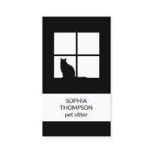 Pet Sitting Black White Cat Modern Plain Verticaal