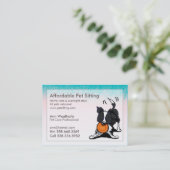 Pet Sitting Border Collie Pink Blue Visitekaartje (Staand voorkant)