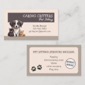 Pet Sitting Business Card Visitekaartje (Voorkant / Achterkant)
