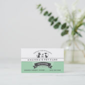 Pet Sitting & Care Green & White Retro Design Visitekaartje (Staand voorkant)