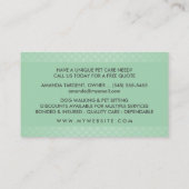Pet Sitting & Care Green & White Retro Design Visitekaartje (Achterkant)