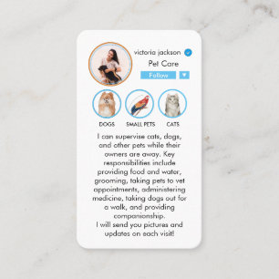 Pet Sitting Care Instagram Geïnspireerd foto Visitekaartje