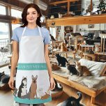 Pet Sitting Cat Care Dog Grooming gepersonaliseerd Schort<br><div class="desc">Dit ontwerp kan worden gepersonaliseerd door de aanpassingsoptie te kiezen om tekst toe te voegen of andere veranderingen aan te brengen. Als dit product de optie heeft om het ontwerp naar een ander object over te brengen, moet u het ontwerp zo nodig aanpassen. Neem contact met me op colorflowcreations@gmail.com als...</div>