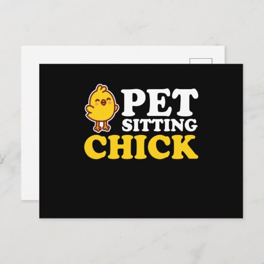 Pet Sitting Chick Petsit Briefkaart (Voorkant / Achterkant)
