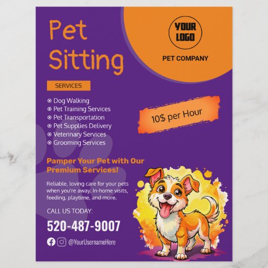 Pet Sitting Custom Flyer (Voorkant)