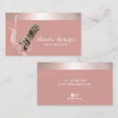 Pet Sitting Cute Cat Paw Roos Gold Stripe Visitekaartje (Voorkant / Achterkant)