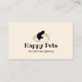 Pet Sitting Cute Dog & Cat Logo Pet Care Visitekaartje (Voorkant)