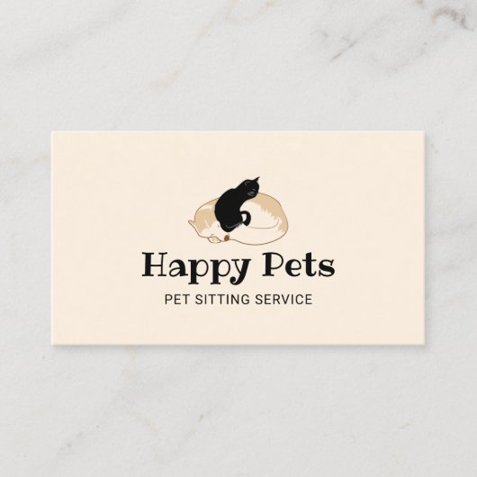 Pet Sitting Cute Dog & Cat Logo Pet Care Visitekaartje (Voorkant)
