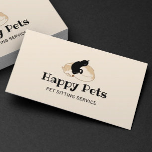 Pet Sitting Cute Dog & Cat Logo Pet Care Visitekaartje