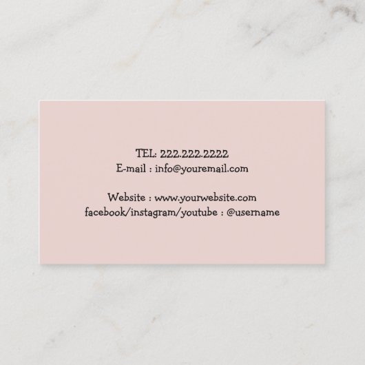 Pet Sitting Cute Paw Heart Logo Blush Pink Visitekaartje (Achterkant)