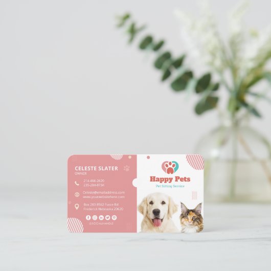 Pet Sitting, Dierenkliniek, Dierenartsen, Dierenbe Visitekaartje (Staand voorkant)