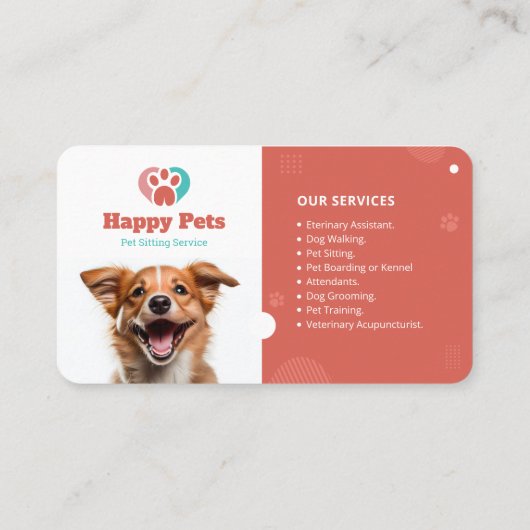 Pet Sitting, Dierenkliniek, Dierenartsen, Dierenbe Visitekaartje (Achterkant)