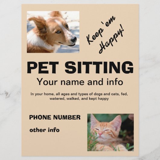 Pet Sitting dog and cat flyer (Voorkant)