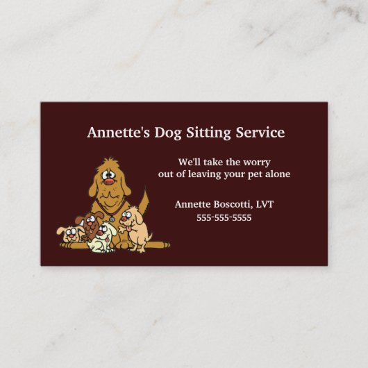Pet Sitting Dog Babysitter Business Card Template Visitekaartje (Voorkant)