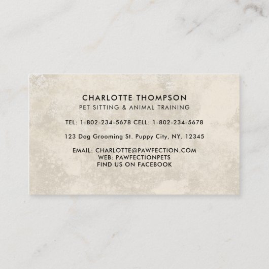 Pet Sitting Dog Cat Horse Boho Waterverf Animals Visitekaartje (Achterkant)