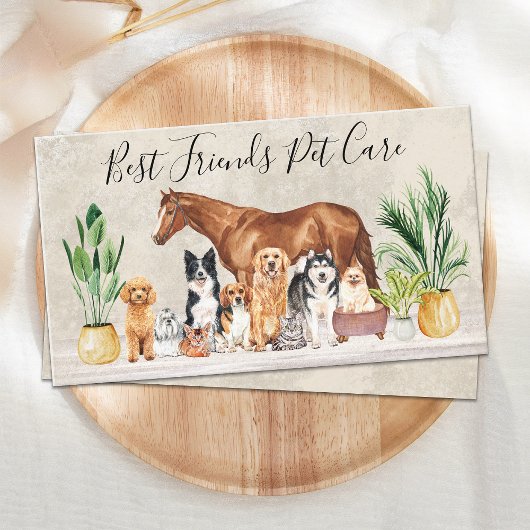 Pet Sitting Dog Cat Horse Elegant Animals Visitekaartje