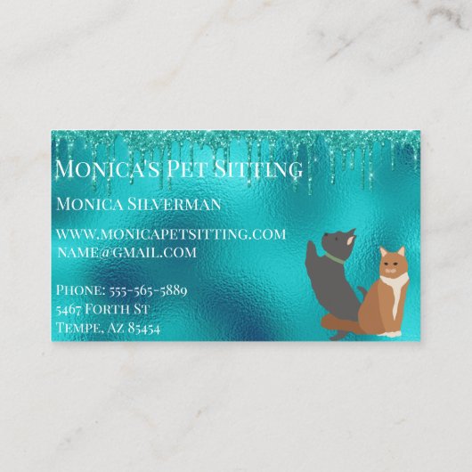 Pet Sitting Dog Cat Pet Sitting Robin's Egg Blue Visitekaartje (Achterkant)
