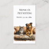 Pet Sitting Dog Cat Training Waterverf Dog Cat Visitekaartje (Voorkant)