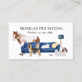 Pet Sitting Dog Cat Training Waterverf Pets Horse Visitekaartje (Voorkant)