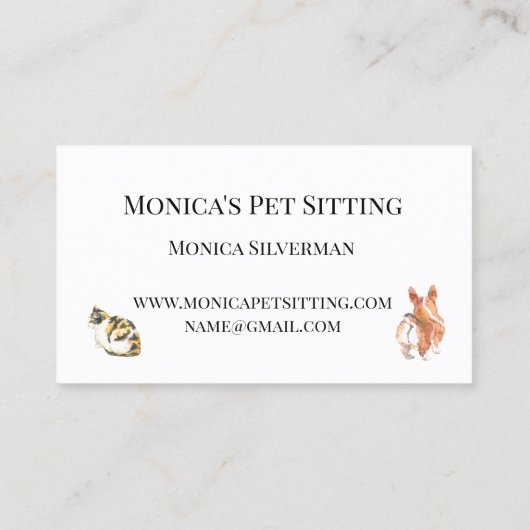 Pet Sitting Dog Cat Training Waterverf Pets Horse Visitekaartje (Achterkant)