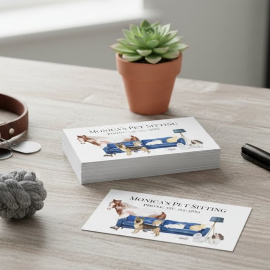 Pet Sitting Dog Cat Training Waterverf Pets Horse Visitekaartje