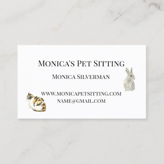 Pet Sitting Dog Cat Training Waterverven Pets Visitekaartje (Achterkant)
