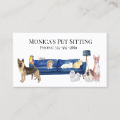 Pet Sitting Dog Cat Training Waterverven Pets Visitekaartje (Voorkant)