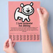 Pet Sitting, Dog Grooming, Walking, Training flyer (Hand)