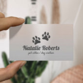 Pet Sitting Dog Paws Logo Classy Silver Visitekaartje