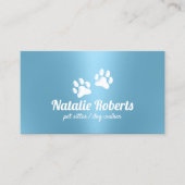 Pet Sitting Dog Paws Logo Modern Blauw Visitekaartje (Voorkant)