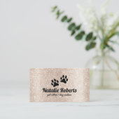 Pet Sitting Dog Paws Logo Moderne Gold Glitter Visitekaartje (Staand voorkant)