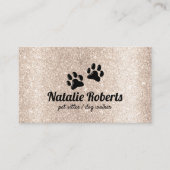 Pet Sitting Dog Paws Logo Moderne Gold Glitter Visitekaartje (Voorkant)