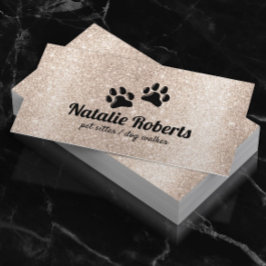 Pet Sitting Dog Paws Logo Moderne Gold Glitter Visitekaartje