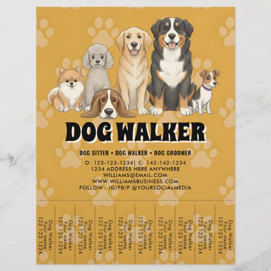 Pet Sitting Dog Walker Custom Promotional Flyer (Voorkant)