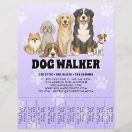Pet Sitting Dog Walker Custom Promotional Purple Flyer