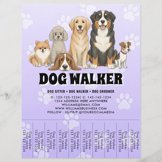 Pet Sitting Dog Walker Custom Promotional Purple Flyer (Voorkant)