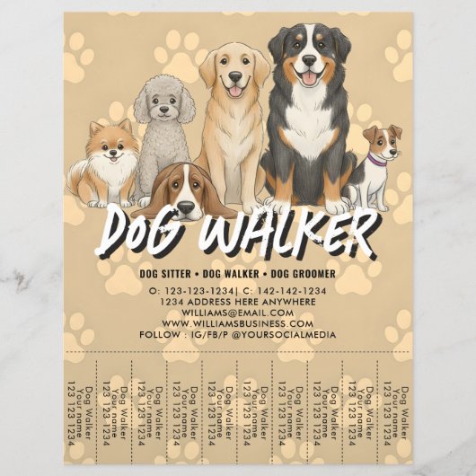 Pet Sitting Dog Walker Custom Promotional QR Code Flyer (Voorkant)