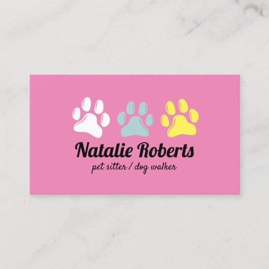 Pet Sitting Dog Walker Cute 3 kleurenafdrukken Visitekaartje (Voorkant)