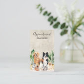 Pet Sitting Dog Walker Dog Groomer Boho Waterverf Afsprakenkaartje (Staand voorkant)